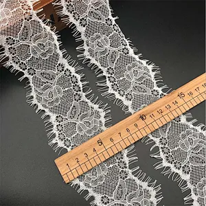 Fashion hot sale 7*300cm 100%  nylon french eyelash lace trim