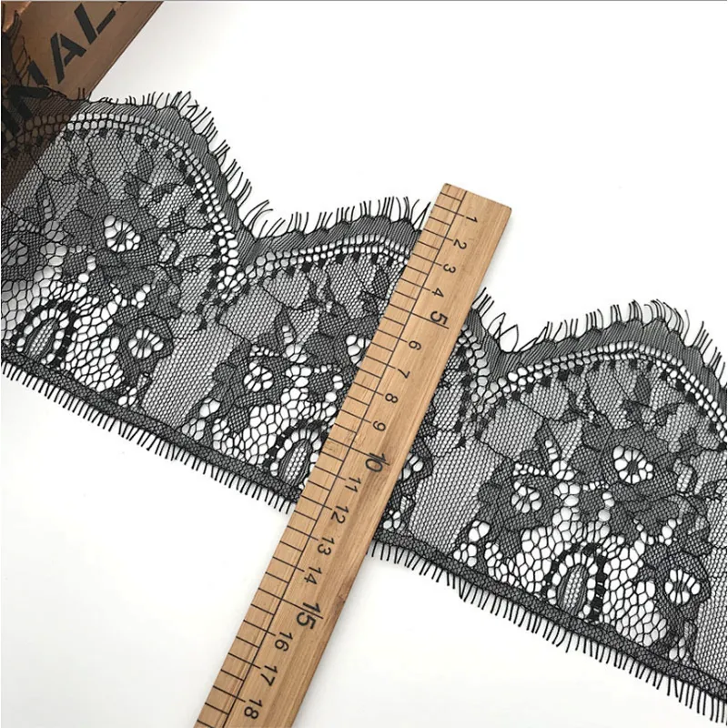 Fashion hot sale 13*300cm 100%  nylon french eyelash lace trim