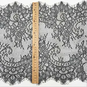 Fashion hot sale 35*300cm 100%  nylon french eyelash lace trim