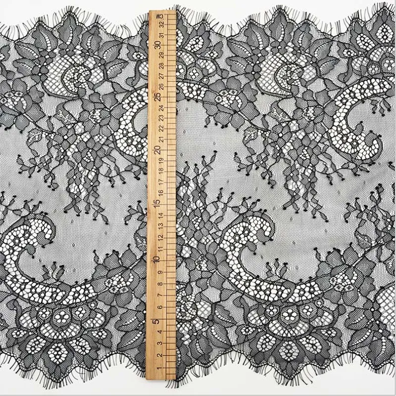 Fashion hot sale 35*300cm 100%  nylon french eyelash lace trim