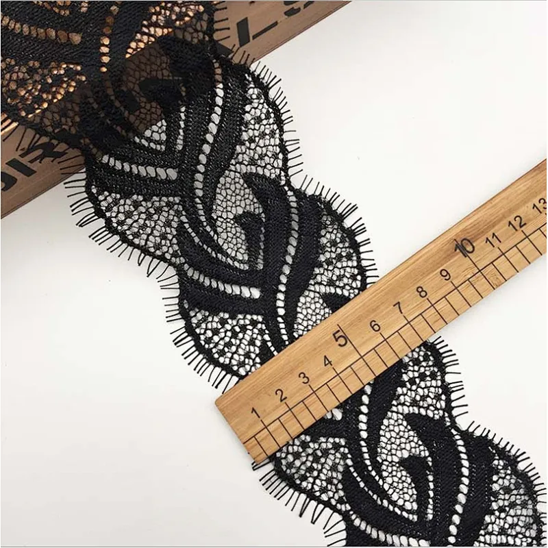 Fashion hot sale 7.5*300cm 100%  nylon french eyelash lace trim