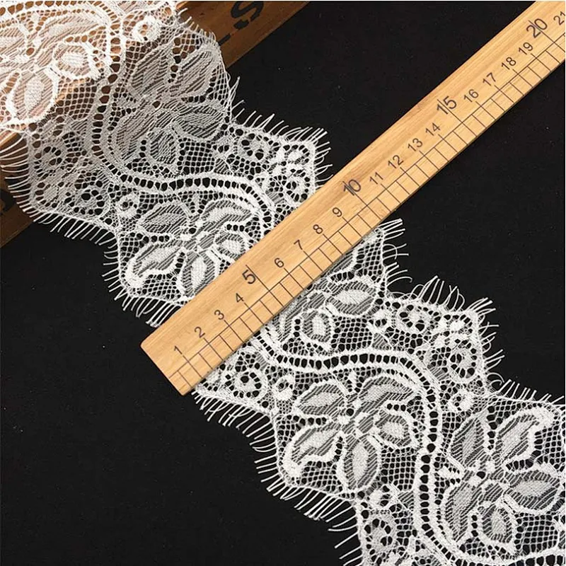 Fashion hot sale 10.5*300cm 100%  nylon french eyelash lace trim