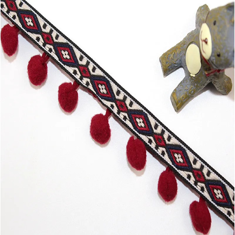 3cm african ribbon wool ball lace trim for textile