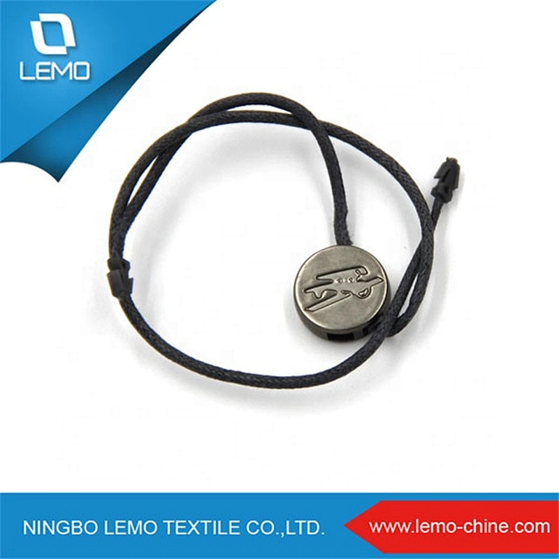 Plastic Round Black Tag String Embossed Logo Cloth Seal Tags