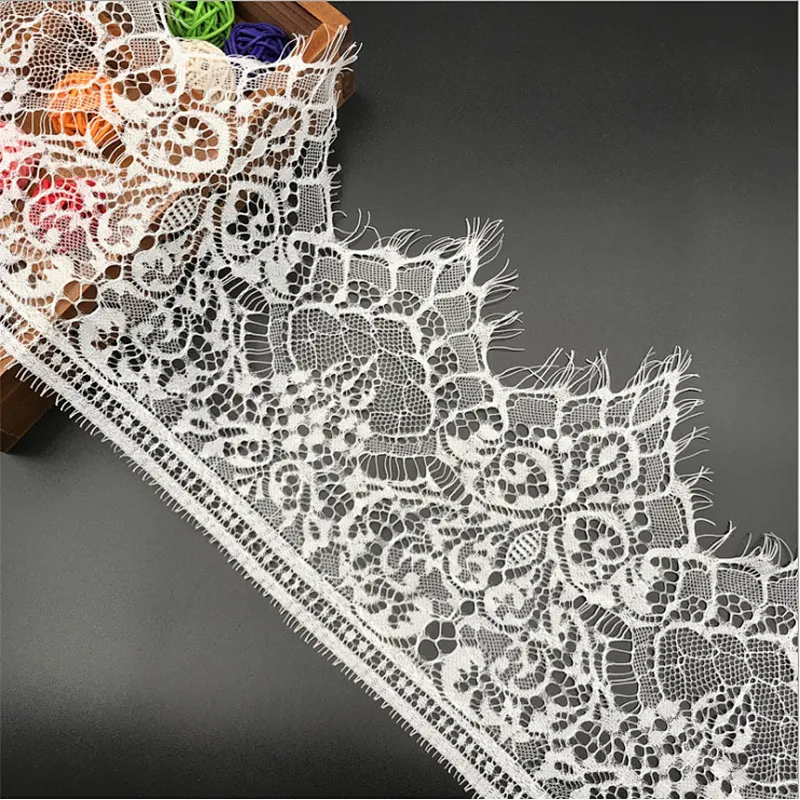 Fashion hot sale 18*300cm 100%  nylon french eyelash lace trim