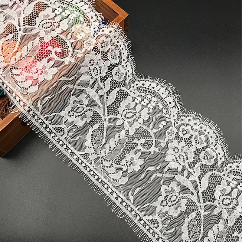 Fashion hot sale 17*300cm 100%  nylon french eyelash lace trim