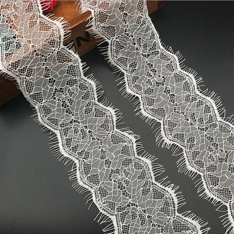 Fashion hot sale 8.5*300cm 100%  nylon french eyelash lace trim