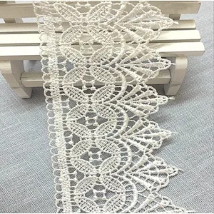 6.5cm embroidery hollow polyester lace trim for dress