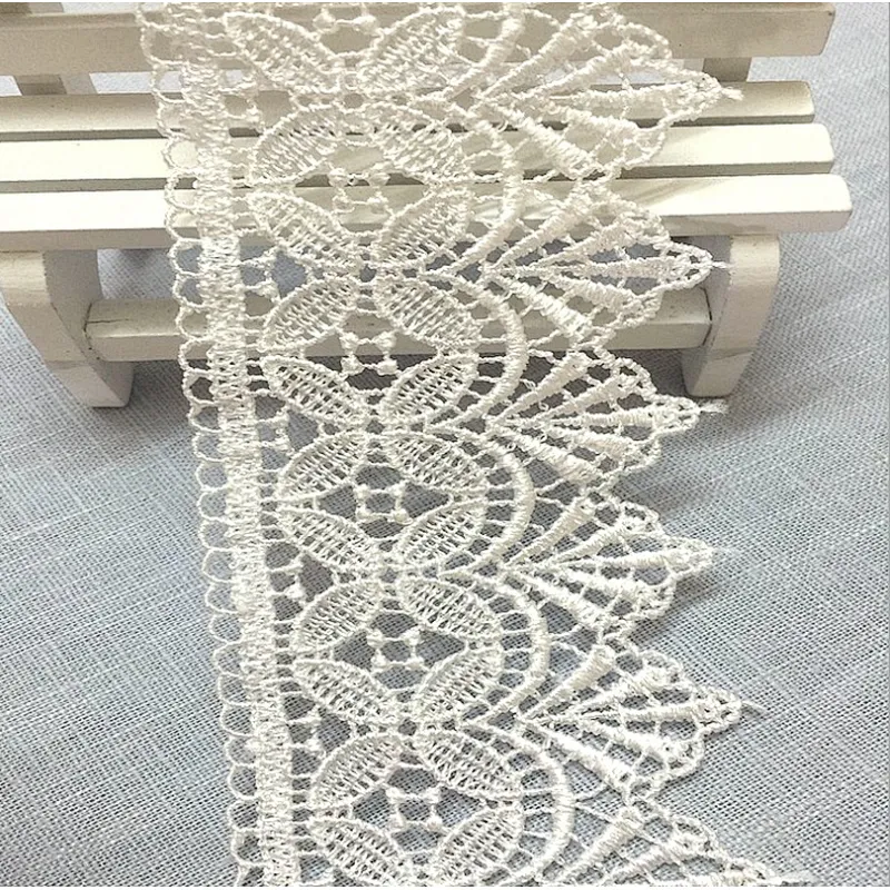 6.5cm embroidery hollow polyester lace trim for dress