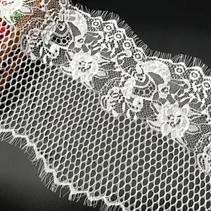New Design 300*26cm Guipure Eyelash Border French Lace For Bridal Dress