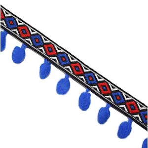 3cm african ribbon wool ball lace trim for textile