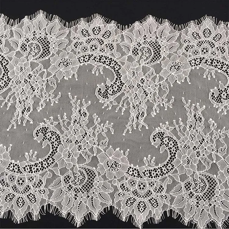 Fashion hot sale 35*300cm 100%  nylon french eyelash lace trim