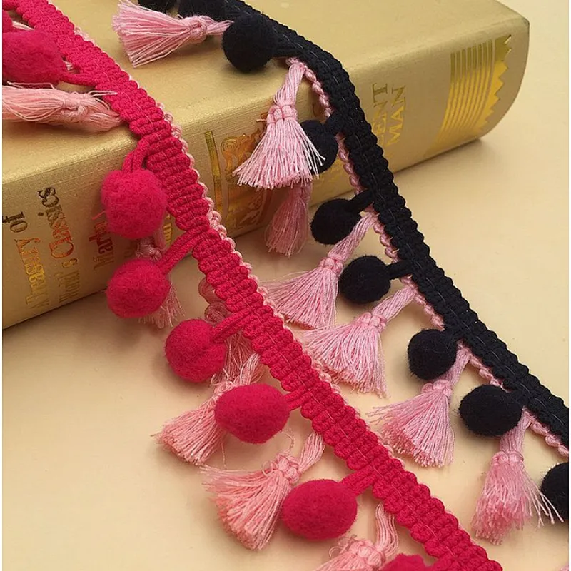 african plush balls color tassel lace trim for dress