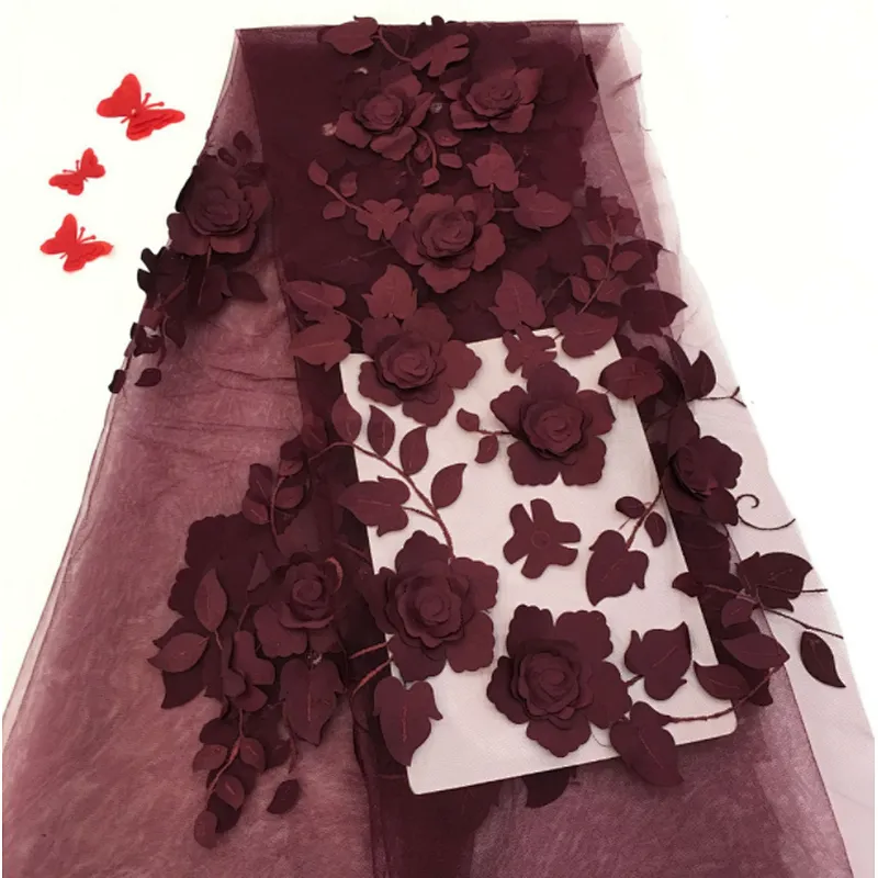 Bead Lace 2019 High Quality Mesh 3d Embroidered Applique Flower Embroidery Tulle Fabric