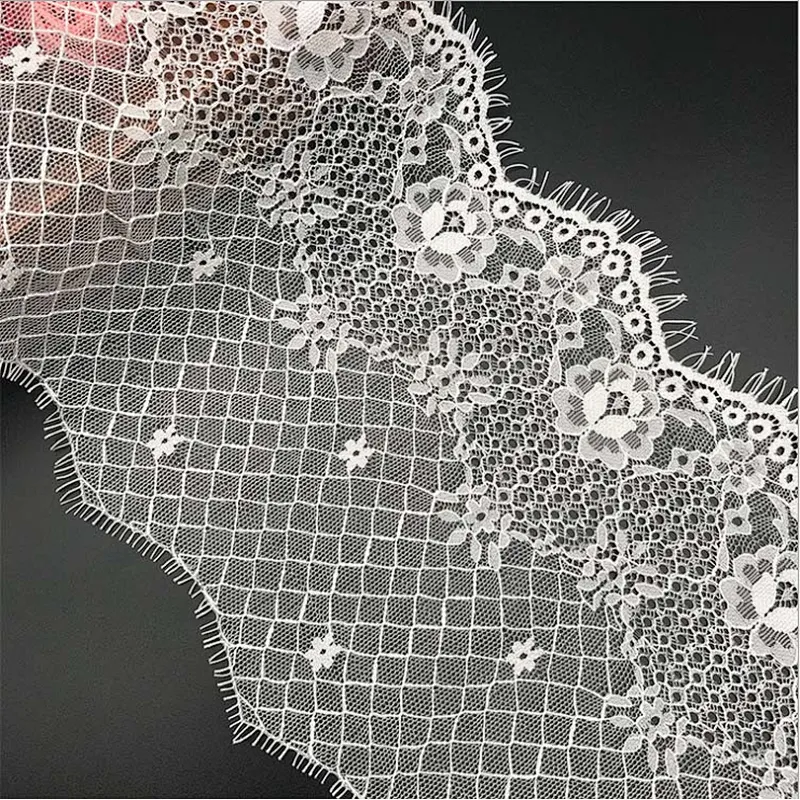 Fashion hot sale 17*300cm 100%  nylon french eyelash lace trim