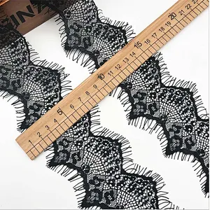 Fashion hot sale 7*300cm 100%  nylon french eyelash lace trim