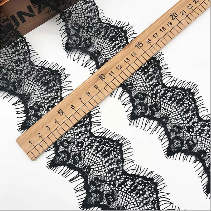 Fashion hot sale 7*300cm 100%  nylon french eyelash lace trim