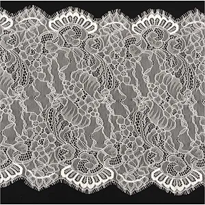 Fashion hot sale 32*300cm 100%  nylon french eyelash lace trim