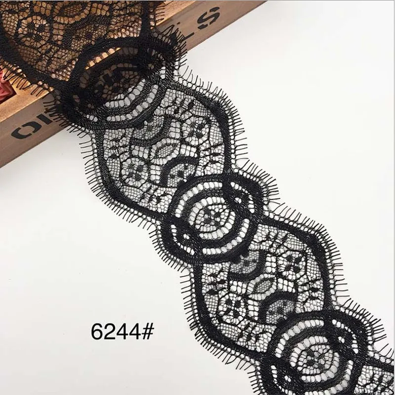 Fashion hot sale 10*300cm 100%  nylon french eyelash lace trim