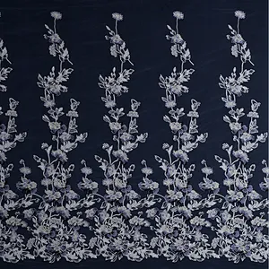 African Bridal Tulle Mesh Floral Embroidery Lace Fabric Curtain DIY Lace Fabric