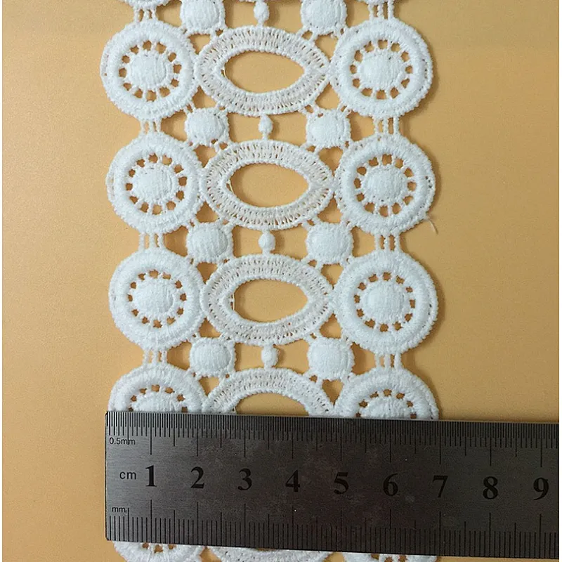 Made in china lace Ribbons fabric embroidery polyester cotton lace trim ribbon
