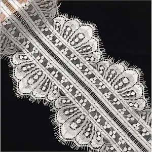 Fashion hot sale 16*300cm 100%  nylon french eyelash lace trim