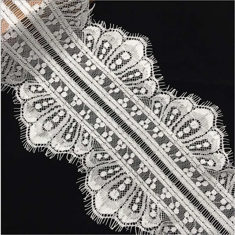 Fashion hot sale 16*300cm 100%  nylon french eyelash lace trim