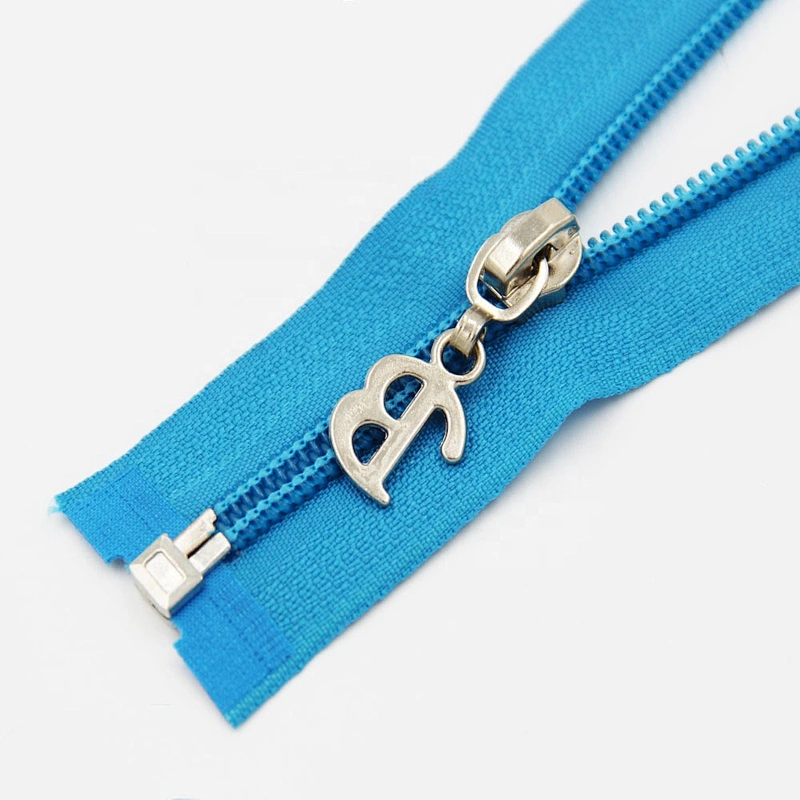 Wholesales 5# Cheap blue Nylon Zipper with logo B