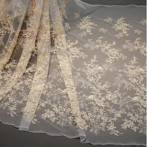 mesh flower design lace fabric guipure lace fabric chemical lace embroidery fabric