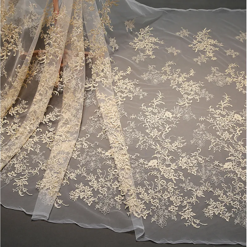 mesh flower design lace fabric guipure lace fabric chemical lace embroidery fabric
