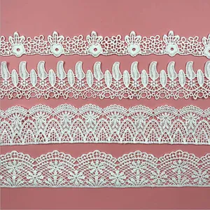 Hot sale different design hollow lace Garment home afican/french designs polyester embroidery lace for dress