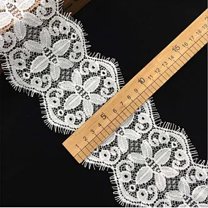 Fashion hot sale 10*300cm 100%  nylon french eyelash lace trim
