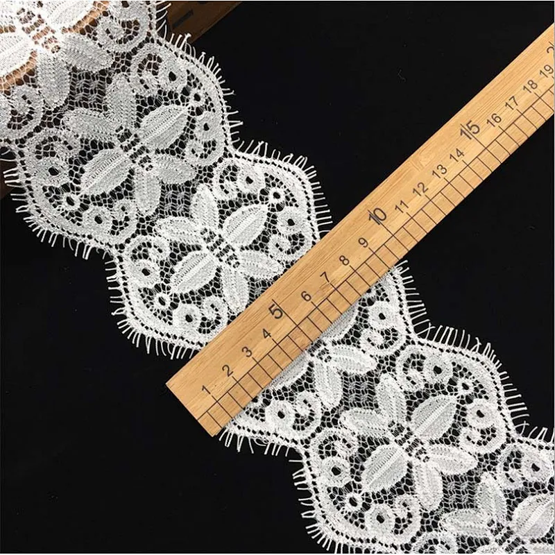 Fashion hot sale 10*300cm 100%  nylon french eyelash lace trim