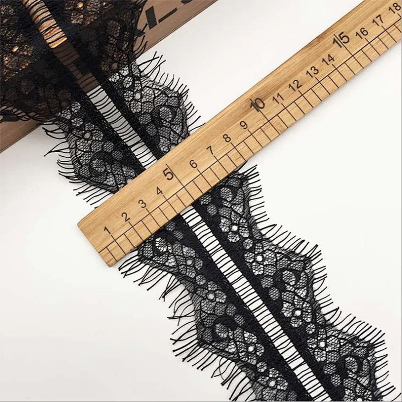 Fashion hot sale 8*300cm 100%  nylon french eyelash lace trim