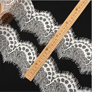 Fashion hot sale 9*300cm 100%  nylon french eyelash lace trim