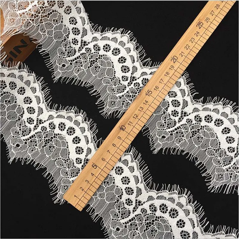 Fashion hot sale 9*300cm 100%  nylon french eyelash lace trim