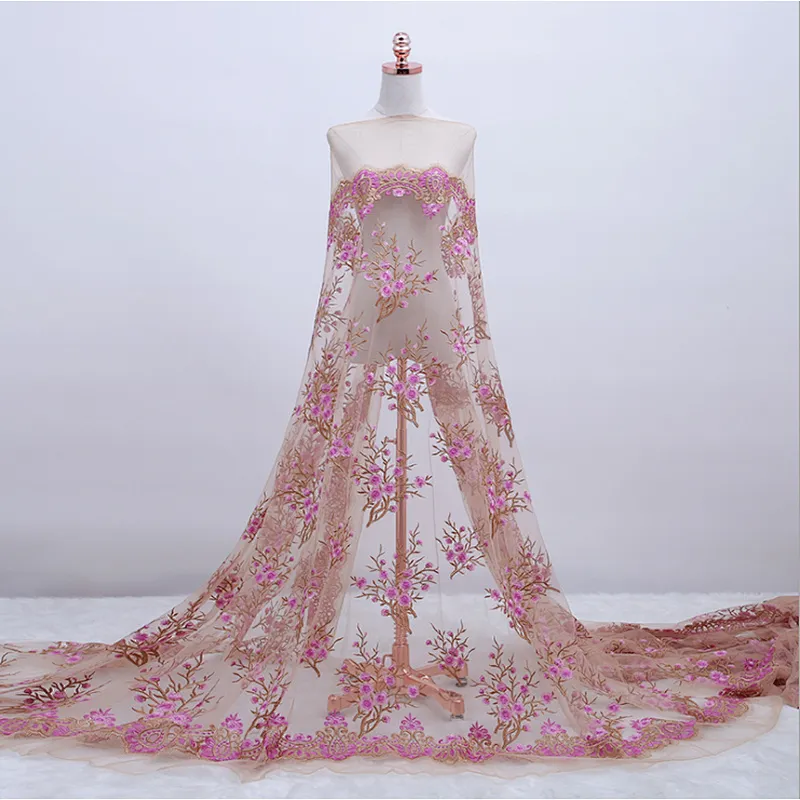 African High quality luxury mesh embroidery customized lace fabric low moq