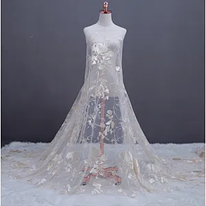 Wedding Malaysia french 3d flowers decorations mesh net design embroidery lace fabric for wedding dress