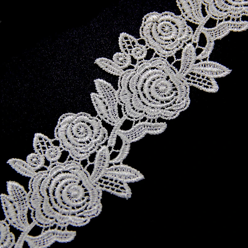 6.3cm  100% Polyester Chemical Embroidery Lace Trim