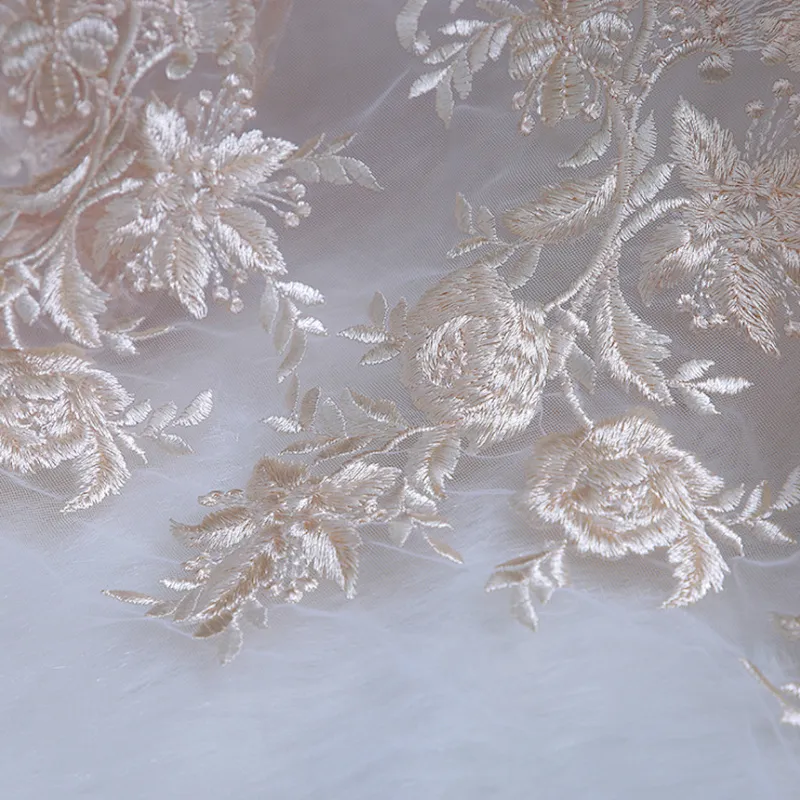 African Lace Fabric Bridal Wedding Beautiful 3D Flowers Lace High Quality nigerian mesh lace fabric