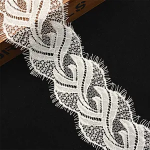 Fashion hot sale 7.5*300cm 100%  nylon french eyelash lace trim