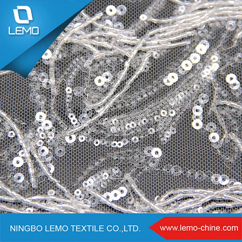 Indian 3d Wholesale Bridal Wedding Dress Mesh Beaded Lace Fabric
