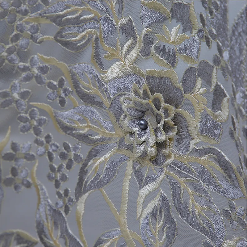 french tulle mesh African lace fabric 2018 embroidery beaded 3d flowers lace fabric