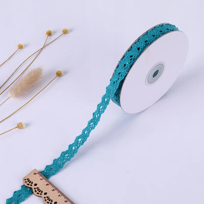 Factory direct sale stock african cotton/polyester  lace trim cotton ribbon for home textile