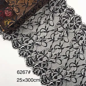 Fashion hot sale 25*300cm 100%  nylon french eyelash lace trim