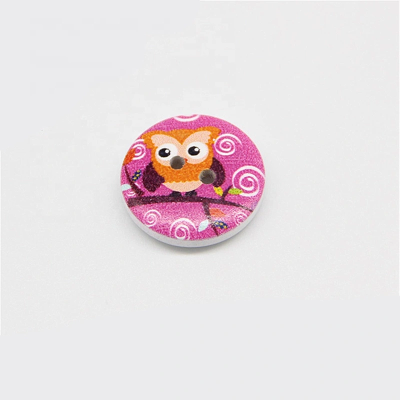 DIY clothing accessories colourful floral printed 4 holes wooden button