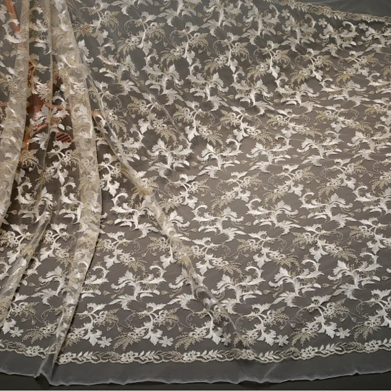 2019 african mesh net embroidery sequins tulle lace fabric