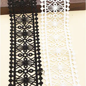 various african designs white&black embroidery polyester chemical guipure Lace trim