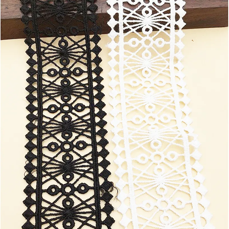 various african designs white&black embroidery polyester chemical guipure Lace trim