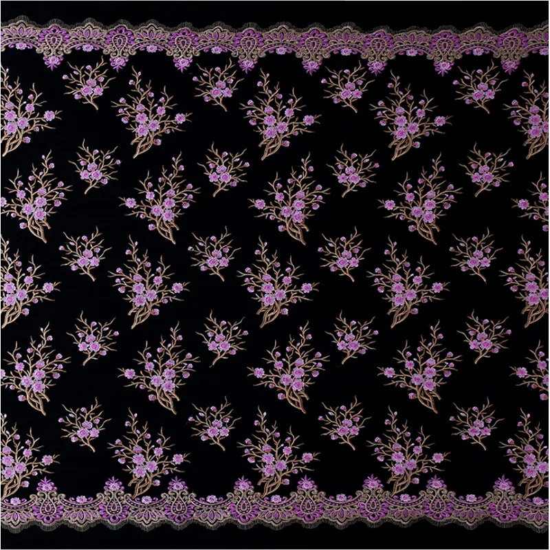 African High quality luxury mesh embroidery customized lace fabric low moq